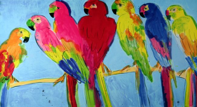 Parrots in Blue